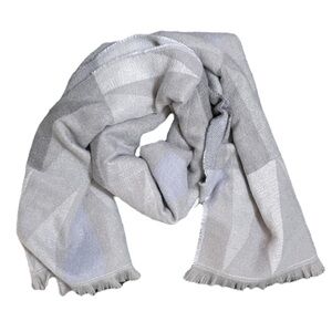 NWT SONOMA No Print Geo Oblong Blanket Scarf Gray with Geometric Pattern